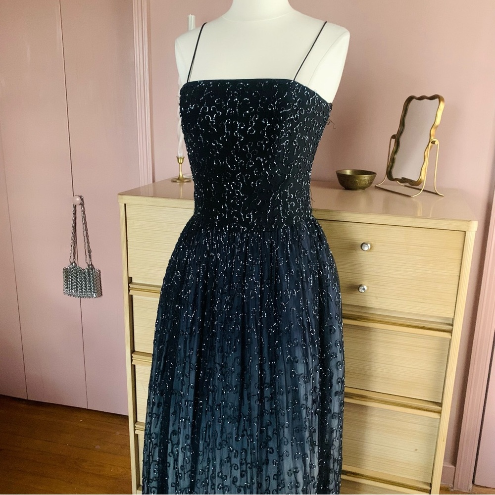 Cache Black Ombre Beaded Prom Dress - image 2